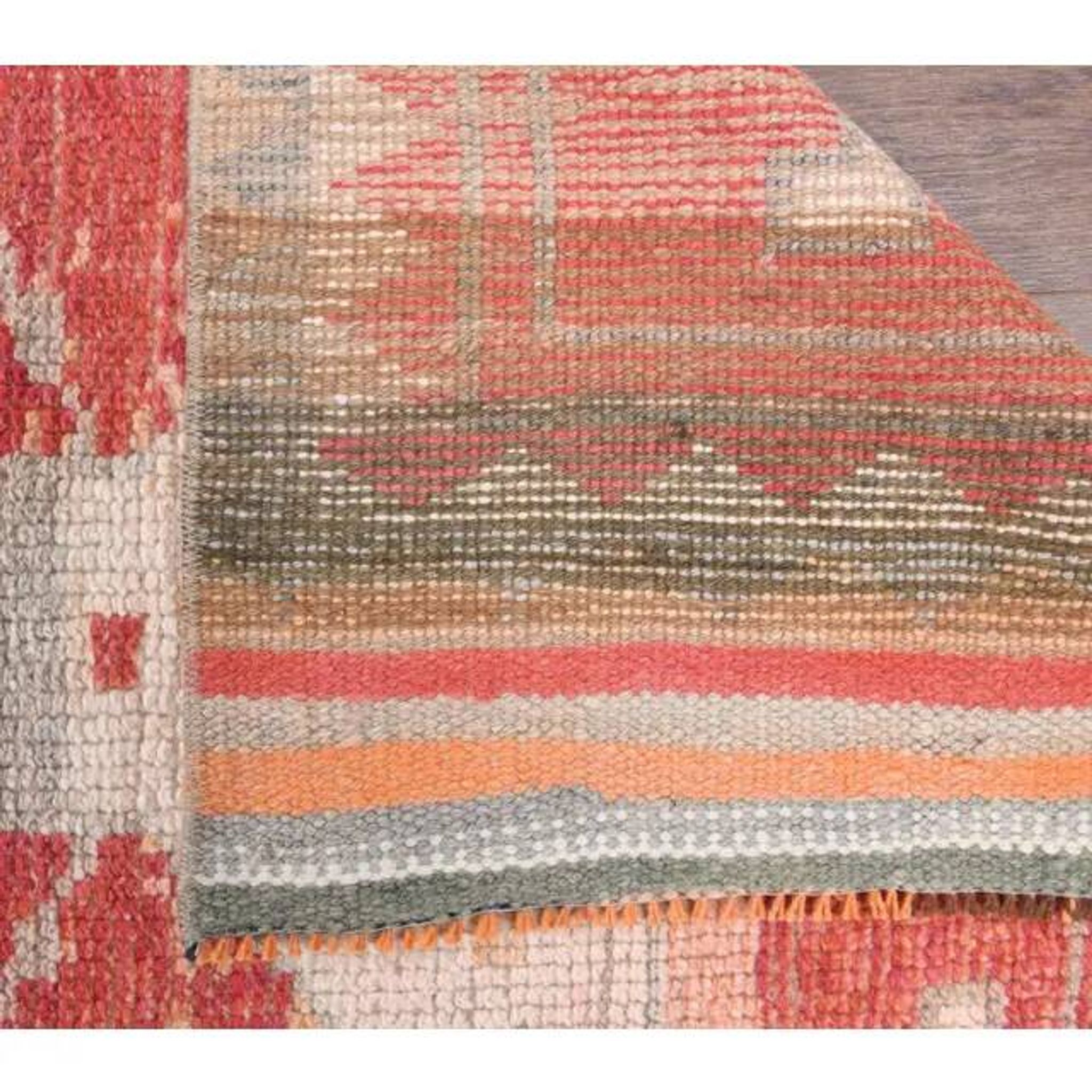 Vintage Turkish Hand-Knotted Wool Cotton Beige Runner Rug