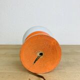 Space Age lamp in orange wood and opaline globe, 1970s