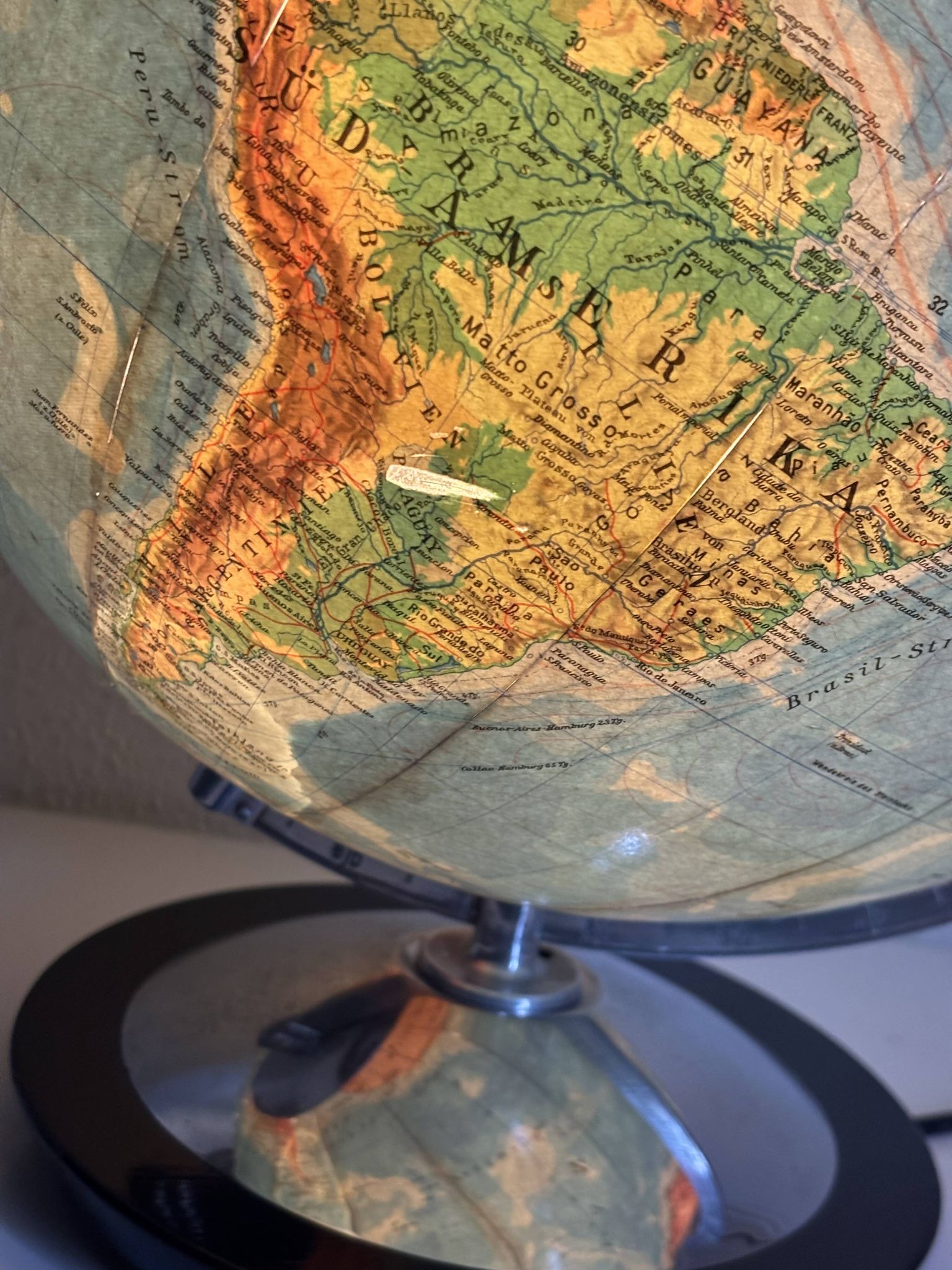 Globe vintage 1940 terrestre verre Duo Erdglobus Berlin - 42 cm