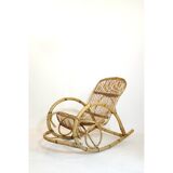 Rohe Noordwolde, rocking chair en rotin des années 60-70.
