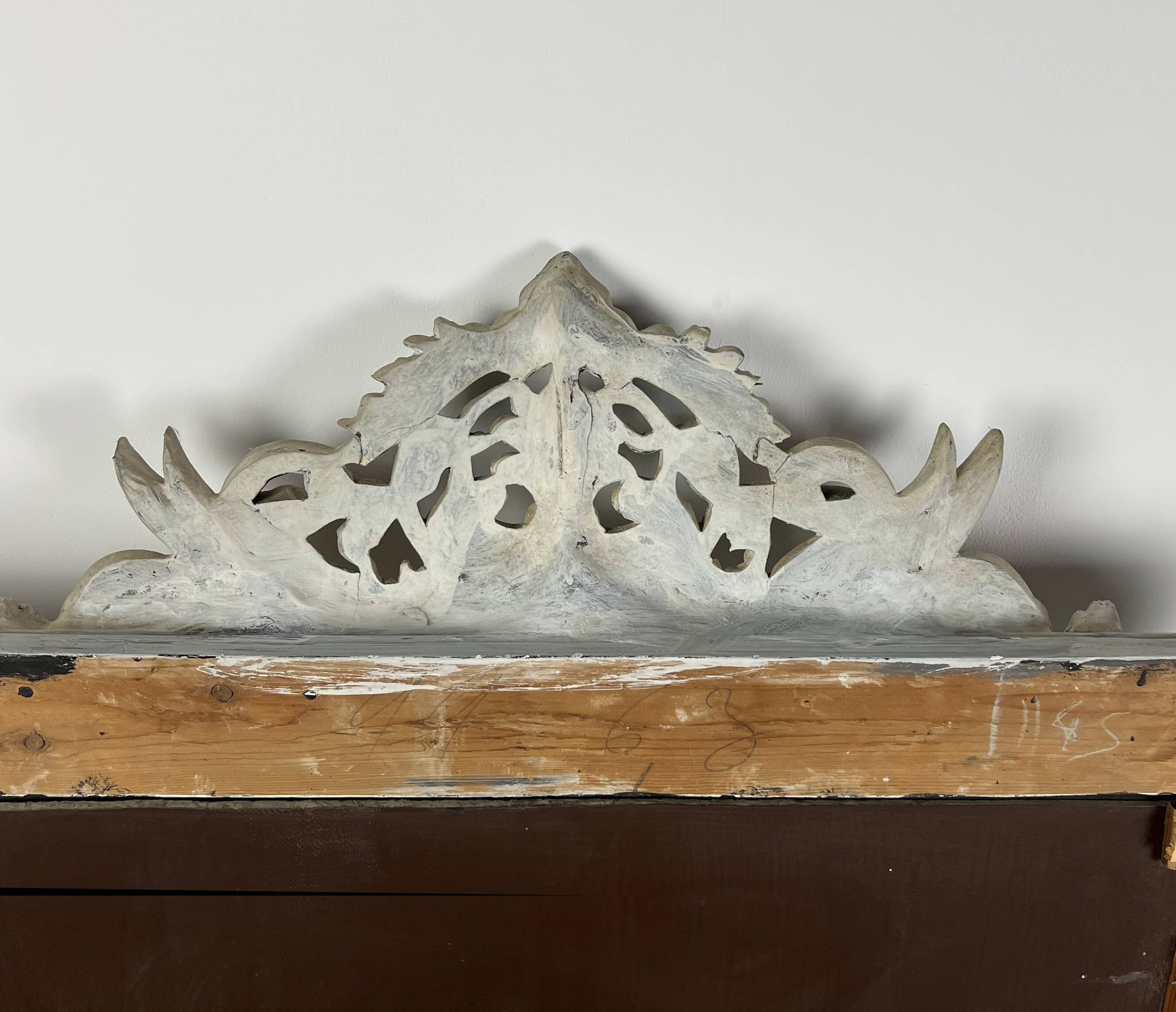 Grand miroir Venitien aux Cygnes, Glace Murano du XIXe siècle biseauté 133