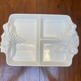 Plat à compartiments vintage en barbotine blanche