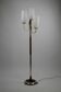 Brass & Teak Three-Light Candelabra Floor Lamp — Scandinavia, 1940s/1950s