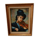 Tableau huile sur toile, portrait d'un violoniste