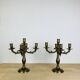 Paire de chandeliers laiton doré style classique, vintage