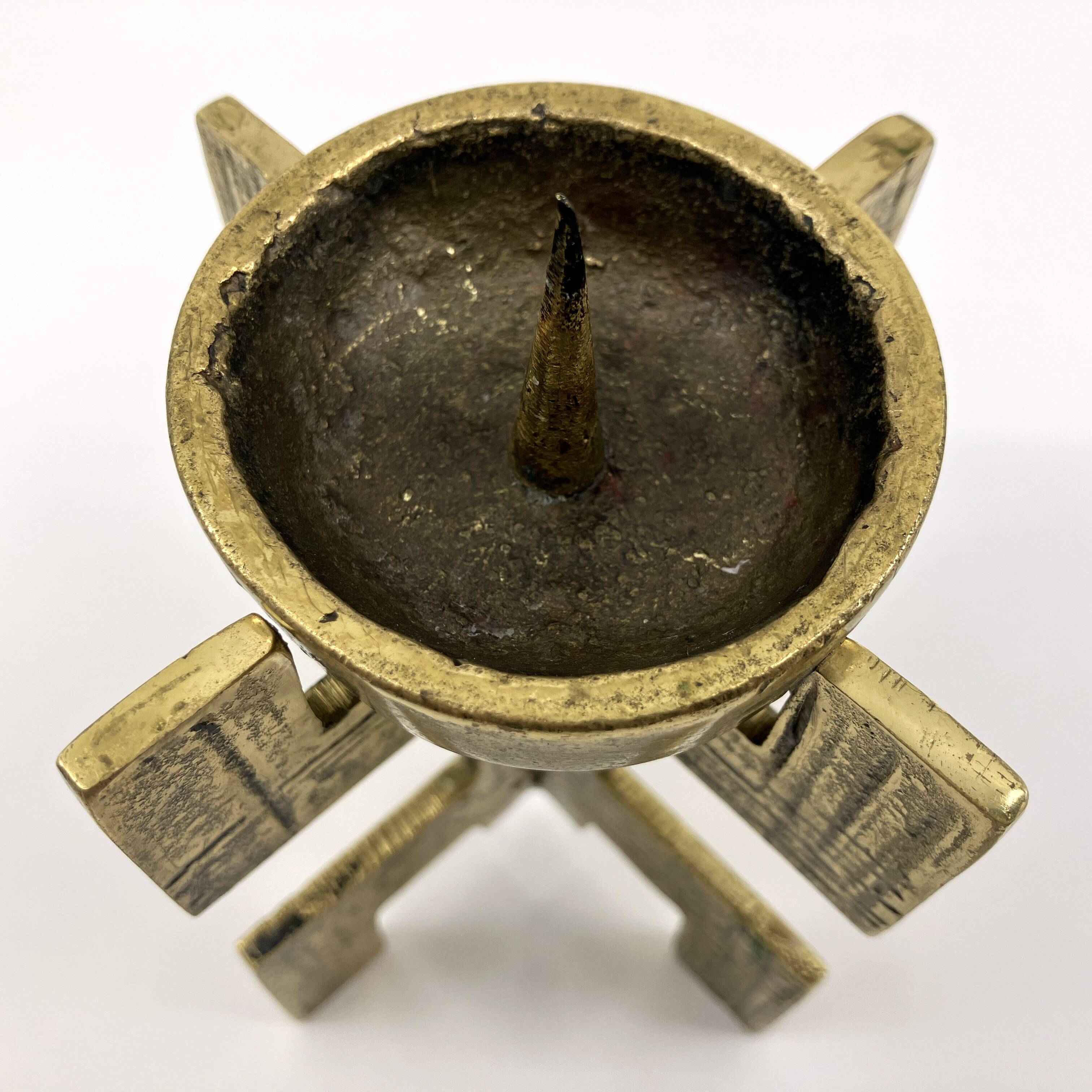 Brutalist candlestick • Austria • Brass • 1970