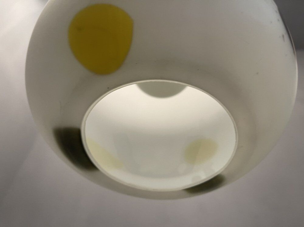 Italian Opaline Glass Pendant Light by De Mayo, 1970s