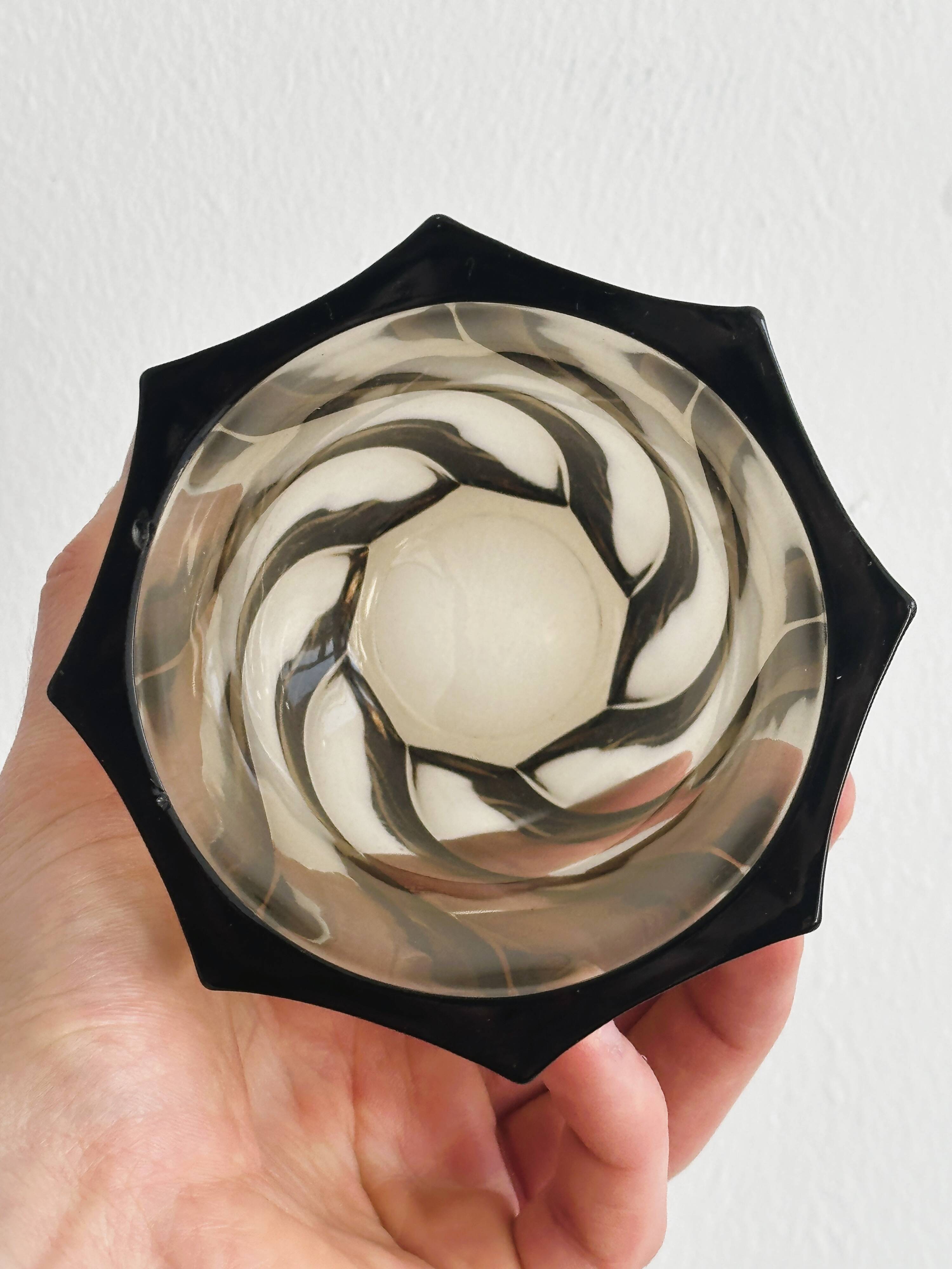 Smoked glass vase with twisted design