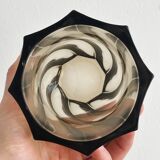 Smoked glass vase with twisted design
