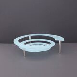 "Spirale" fruit bowl by Giuseppe Rocco for RSVP in glass and silver-plated metal, Italy 1980