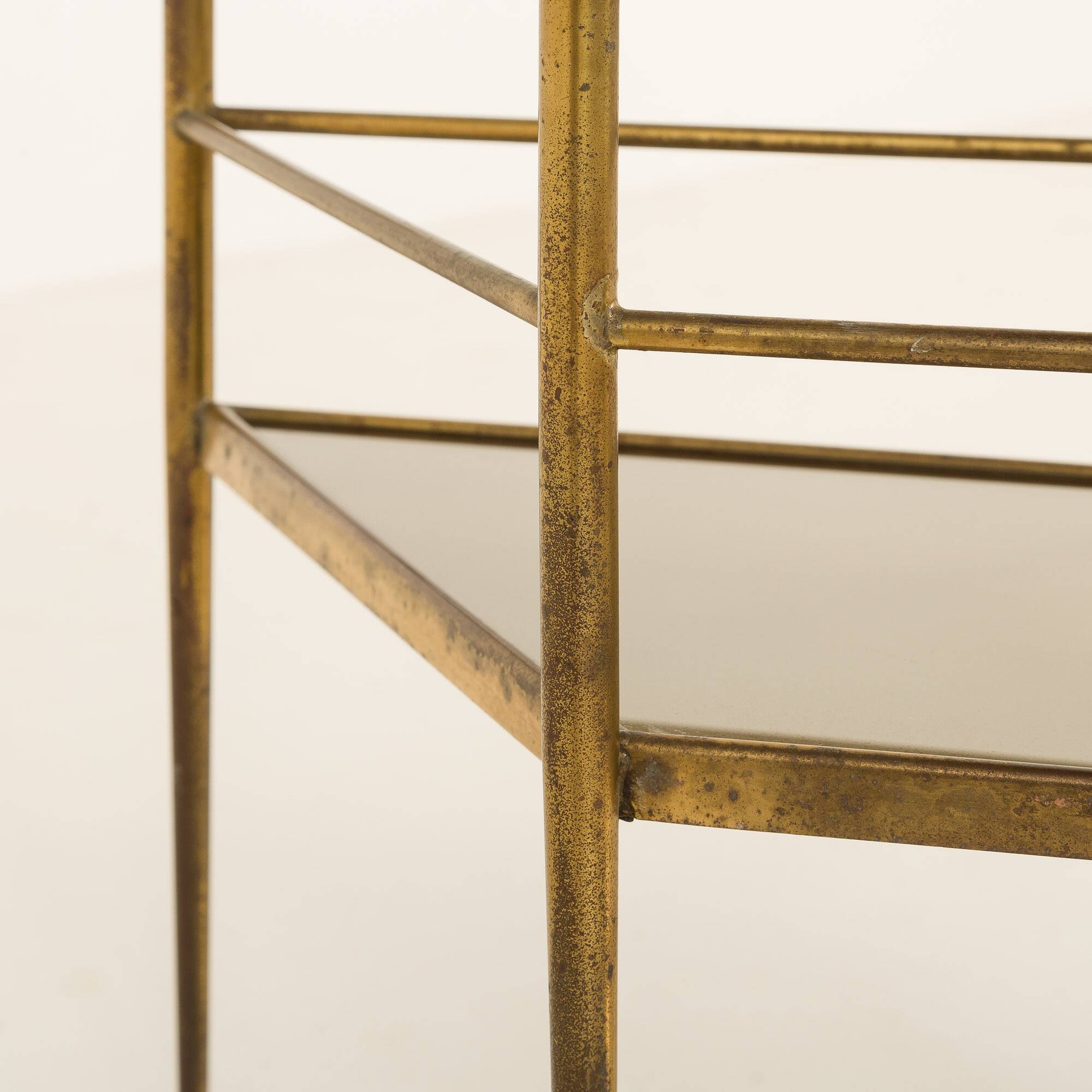 Table en verre et laiton de style italien des années 1970, inspirée par Gio Ponti.