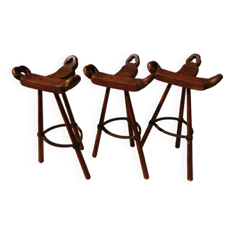 50s Spanish Brutalist Tripod Wooden Chair.
