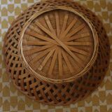 Round openwork basket vintage wicker