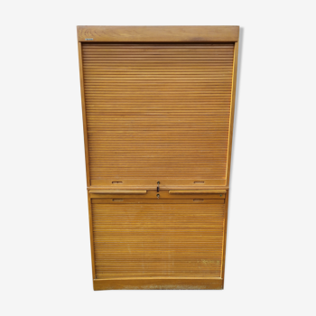 Armoire secrétaire rideaux bois rangement vintage année 50 60