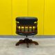 Chesterfield Revolving Captain's Chair with Green Leather Upholstery