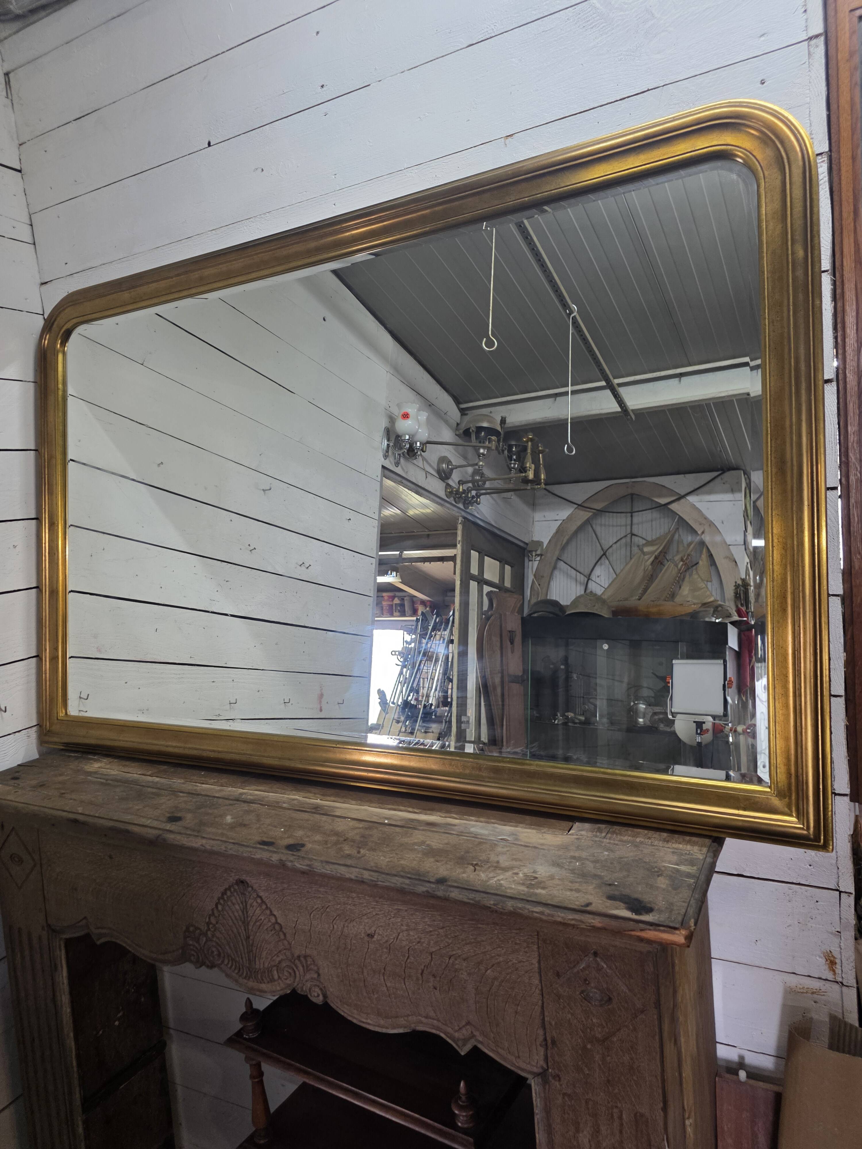 Louis Philippe style gilded mirror, mid-20th century, bevelled mirror.