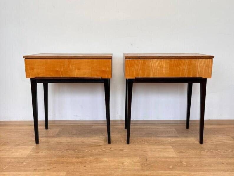 Pair of design wooden tables by UP Zavody - Czechoslovakia - 1940s