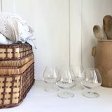 Set of 4 small Izarra and Clés des Ducs armagnac glasses