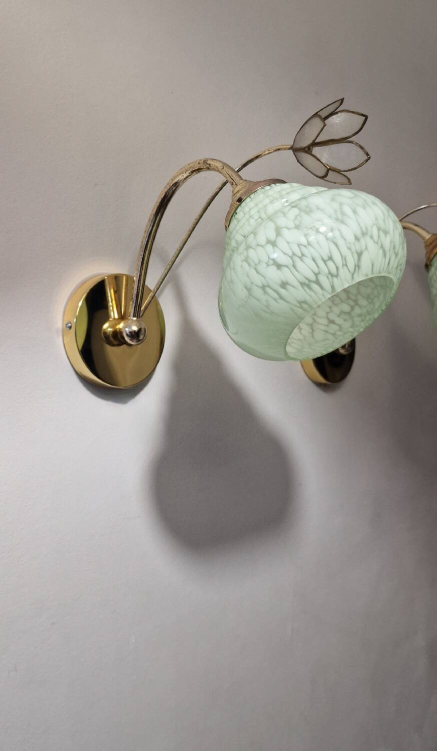 Clichy glass and mother-of-pearl flower wall lights
