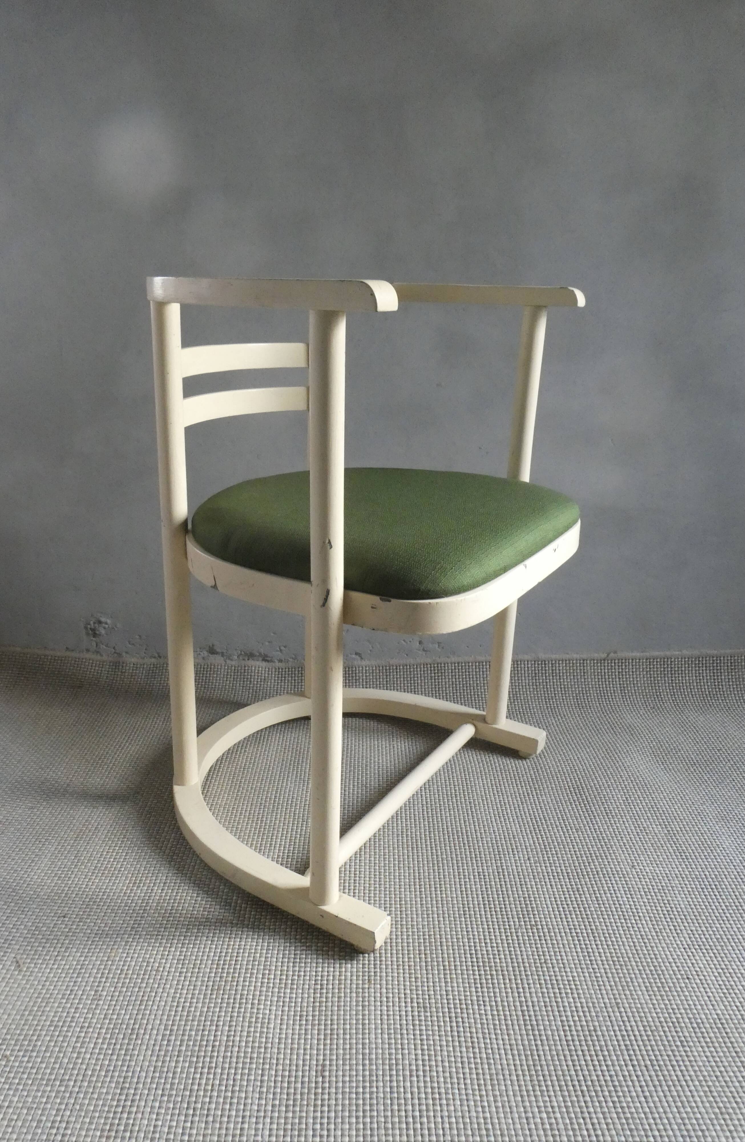 White patina wooden armchair, 1950s