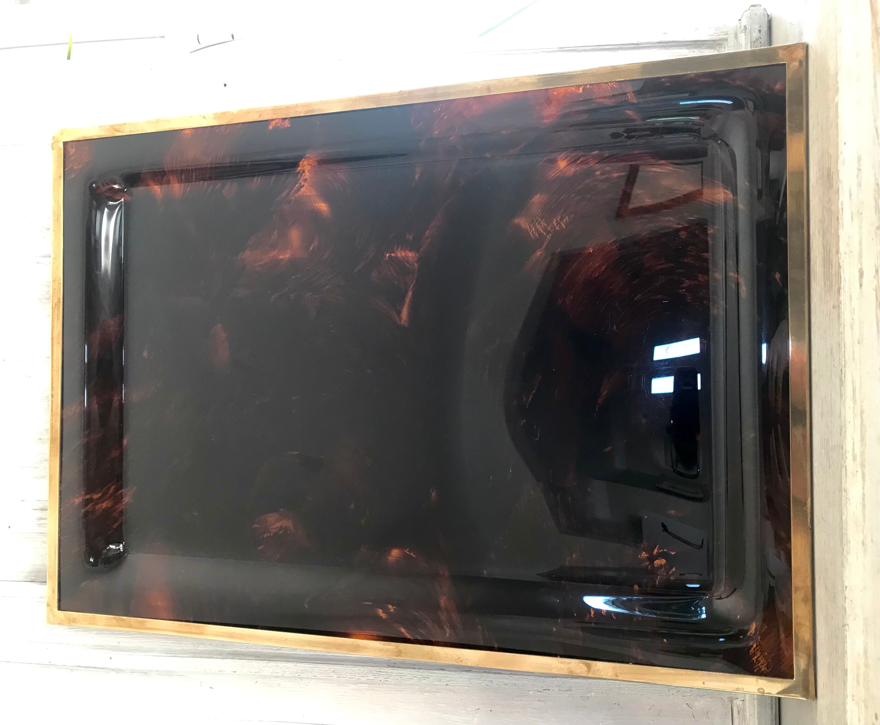 Lucite tray and vintage brass