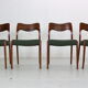 4 chaises Niels Møller « Modèle- 71 » palissandre & tissu 1951