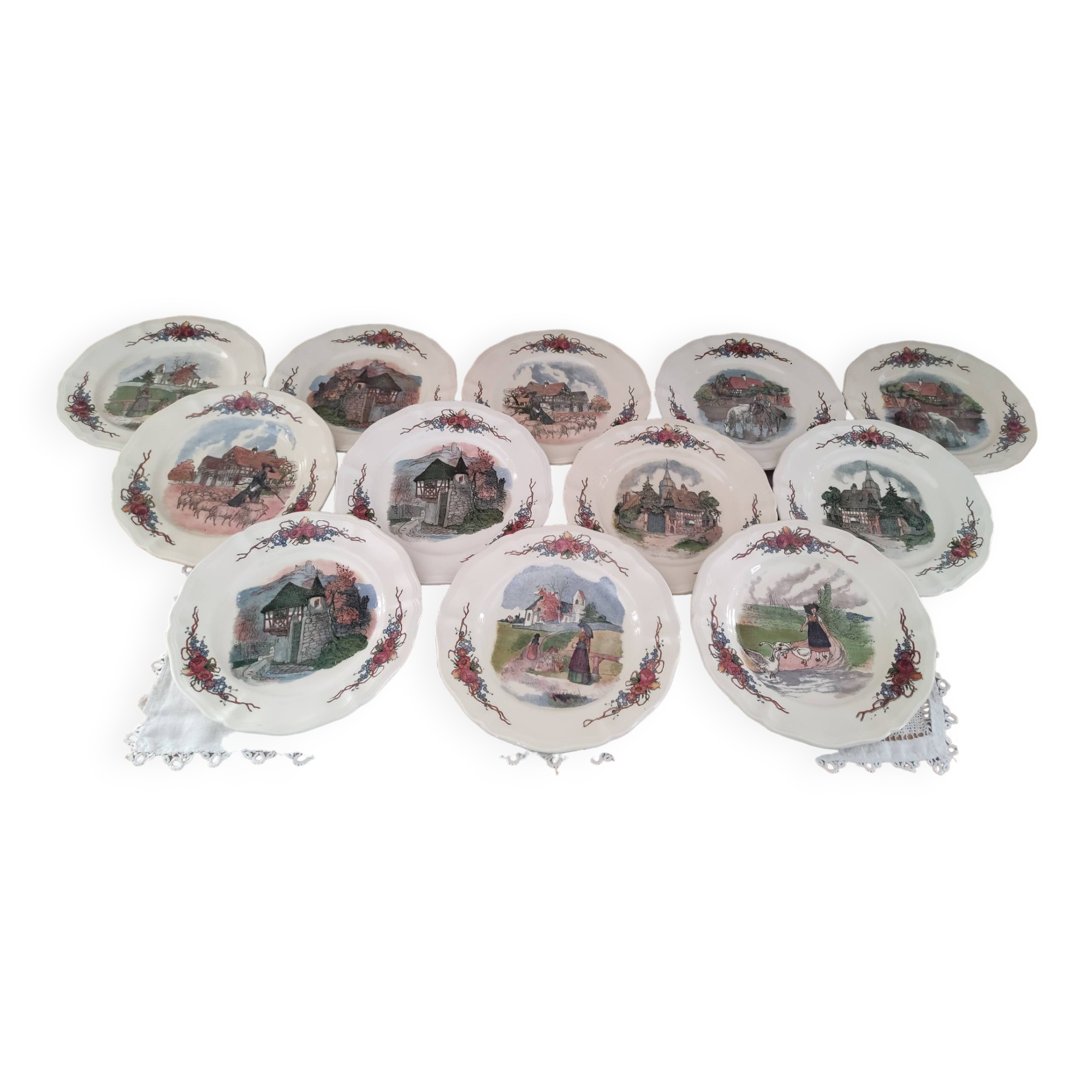 Lot de 12 assiettes à dessert Sarreguemines modèle Obernai