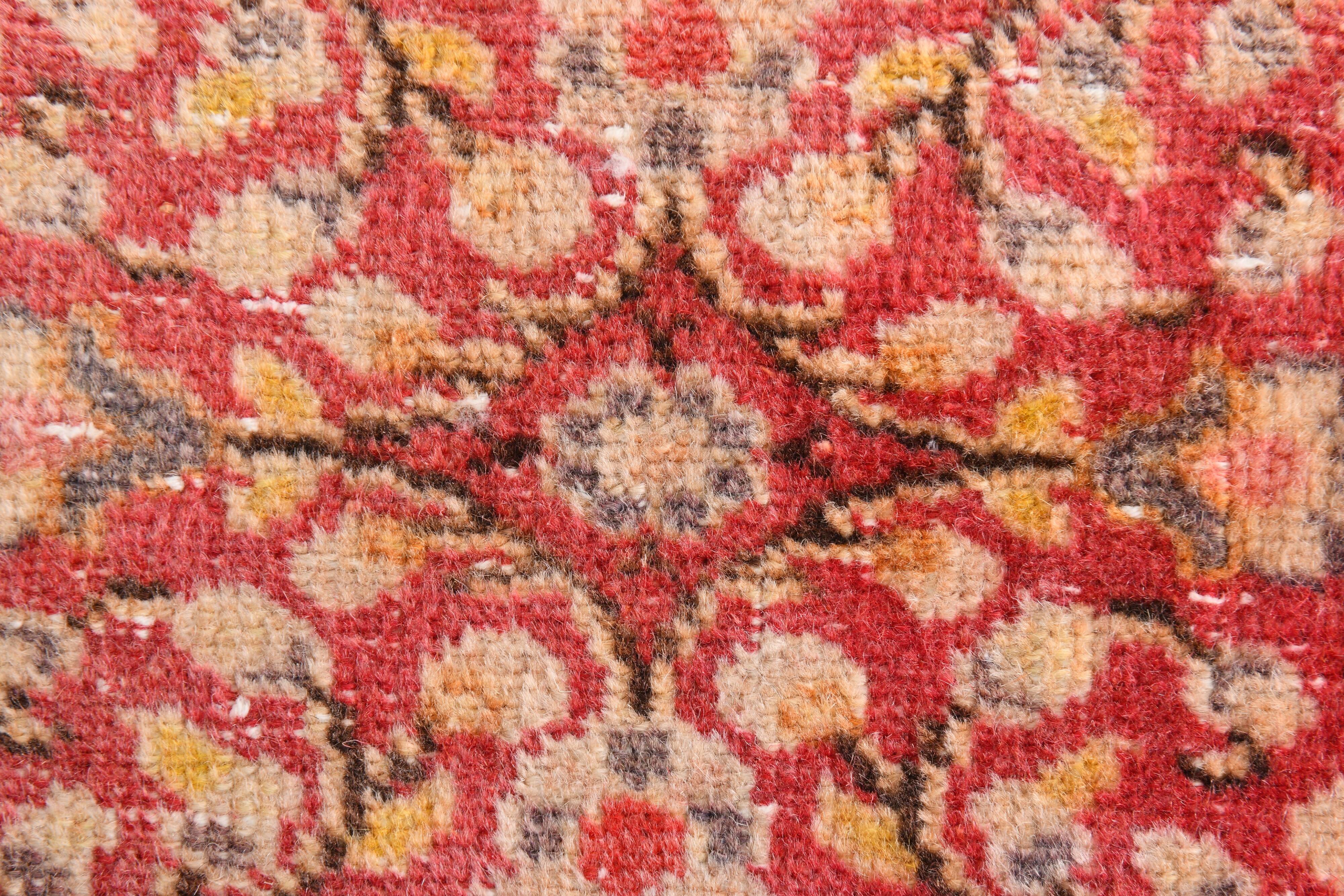 7x9 Red & Yellow Floral Persian Vintage Rug, 206x290Cm