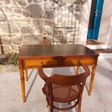 Green leather tray desk