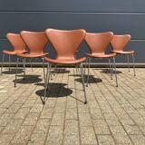 Fritz Hansen series 7 Vlinderstoelen in Cognac leather NIEUW!!