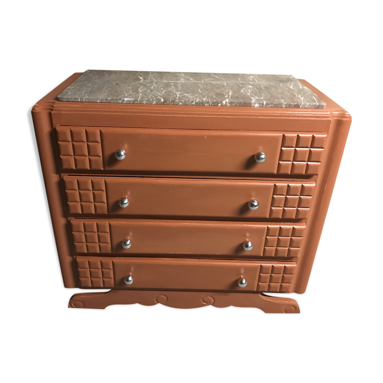 Chest of drawers time Art Deco ochre / renovated orange