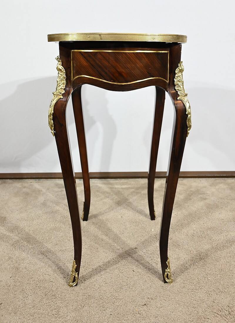 Small Living Room Table in Rosewood and Marquetry, Louis XV style, Napoleon III – Middle XI period