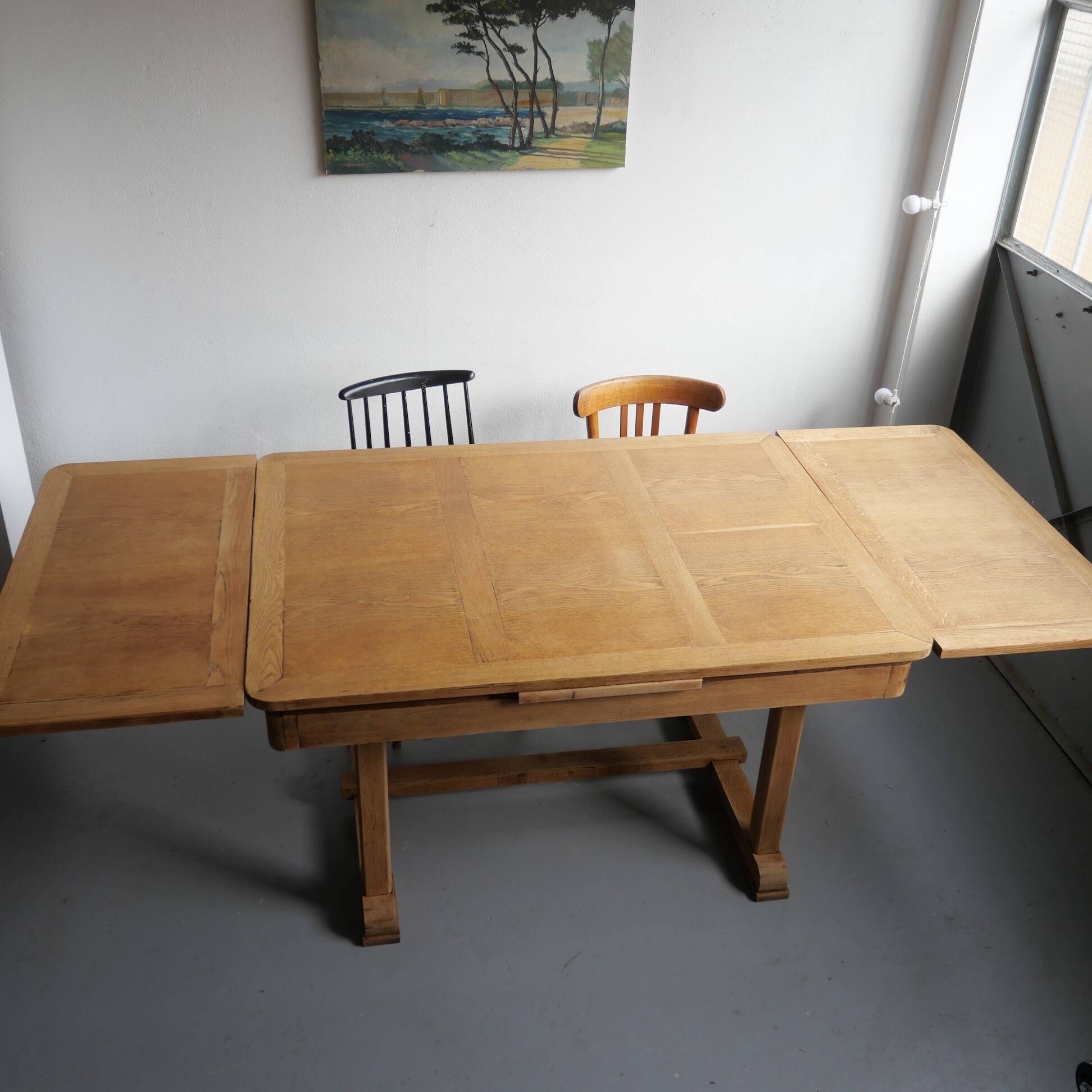Table à rallonges en chêne rénovée