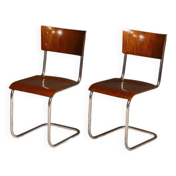Paire de chaises Bauhaus S43 par Mart Stam par Kovona, années 1950.