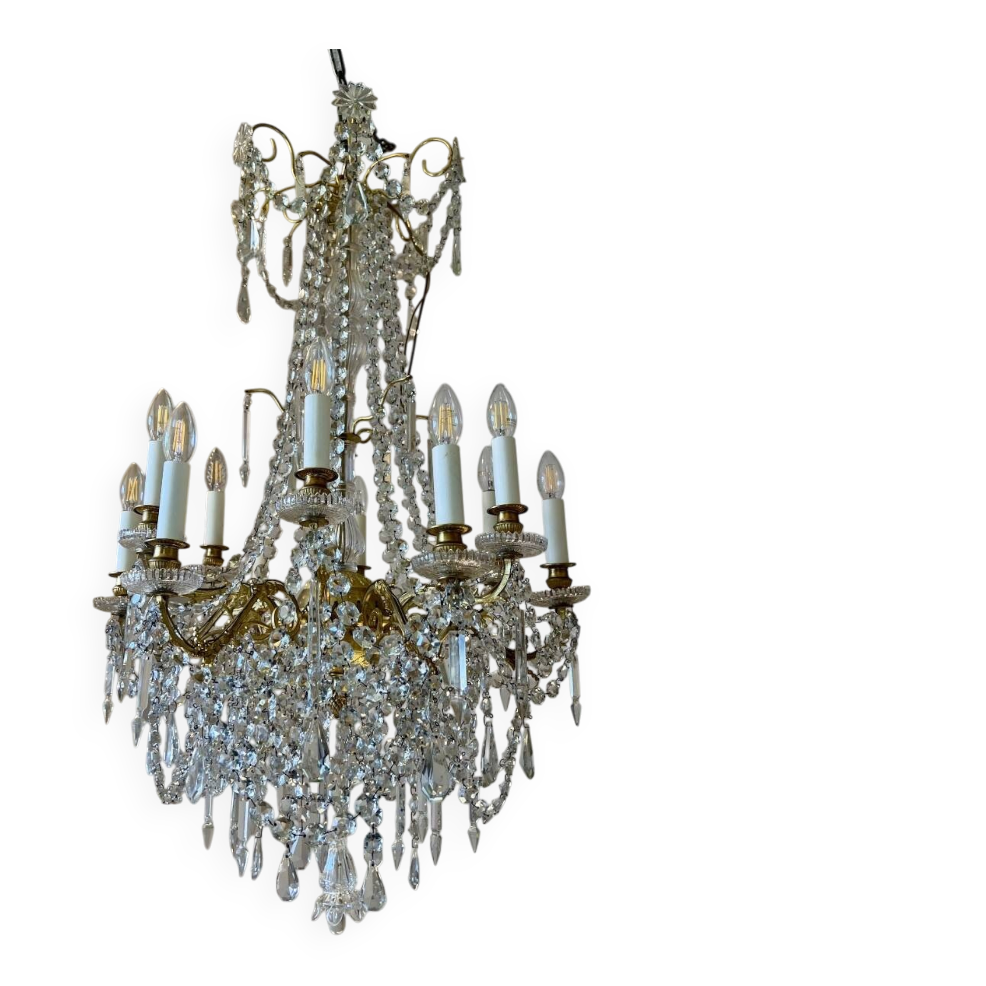 golden bronze chandelier in Louis XVI style