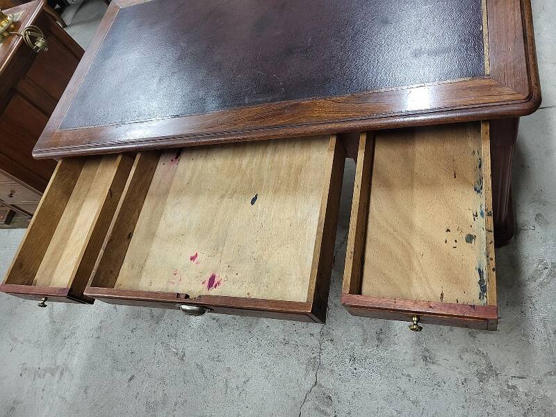 Art deco 4-door, 3-drawer, double-sided, 1930s flat desk