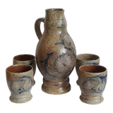 Sandstone pitcher and four cups by Loys Ruhlmann Betschdorf