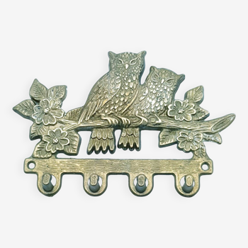 Brass owls on branch multi-hook