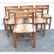 Set of 6 chairs in elm and straw Maison Regain