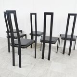 Set of 6 italian post modern dining chairs, 1980s