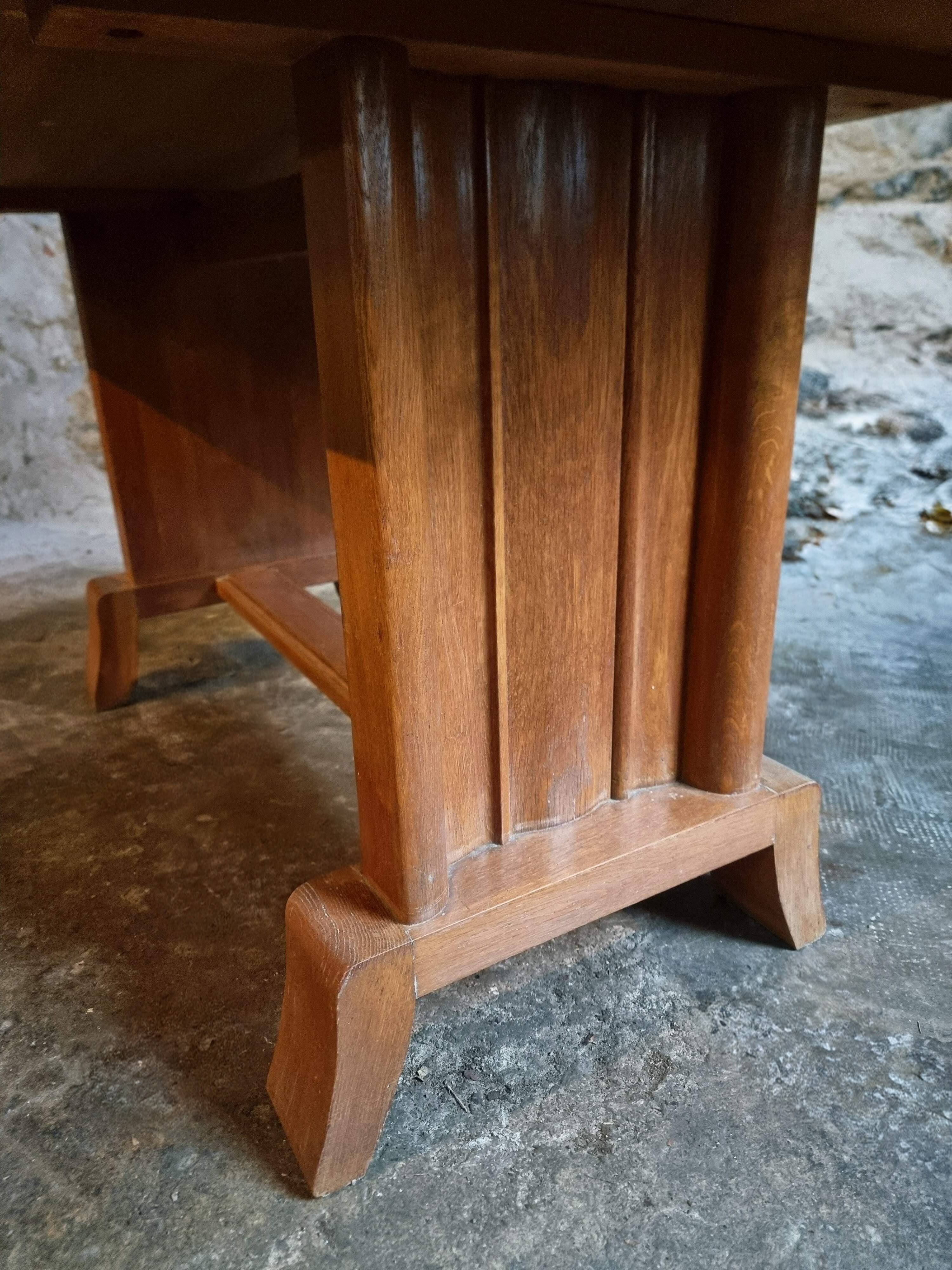 French Art Deco dining table in oak, 1930–1950