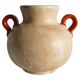 Art Deco Ceramic Beige Vase with Red Handles by Anna-Lisa Thomson, Upsala Ekeby