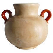 Art Deco Ceramic Beige Vase with Red Handles by Anna-Lisa Thomson, Upsala Ekeby