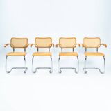 4 Bauhaus wicker chairs, in the style of Marcel Breuer, stackable