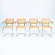 4 chaises en osier Bauhaus, dans le style de Marcel Breuer, empilables