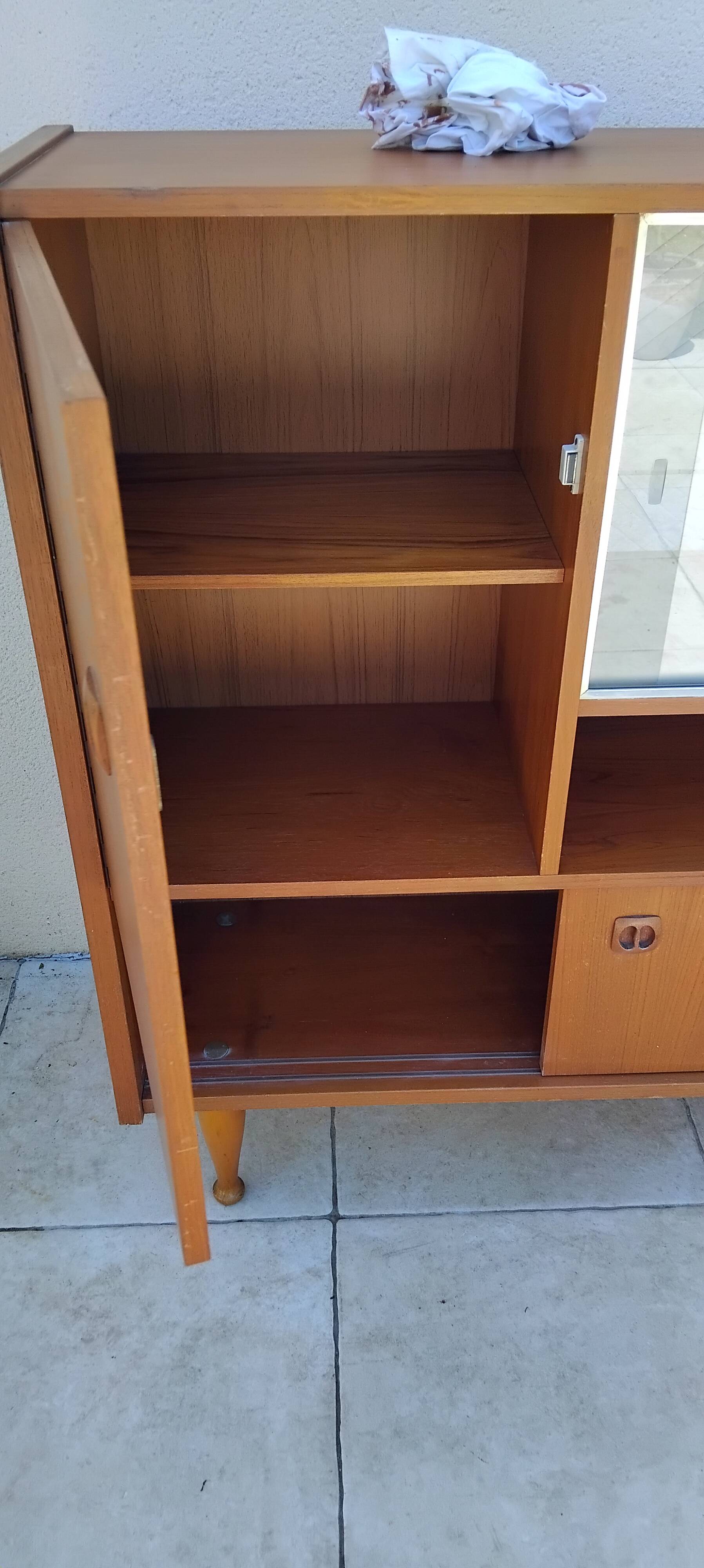 Scandinavian vintage teak display cabinet