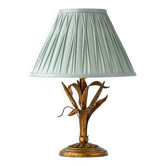 1960s golden wheat sheaf table lamp in Coco Chanel style, new silk shade.