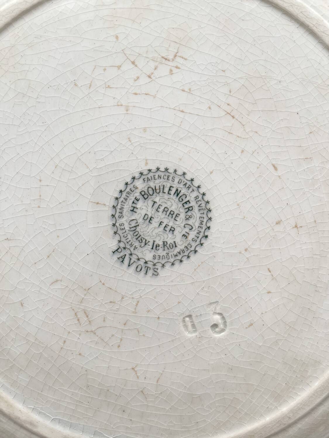 Round ironstone dish “Pavots” Choisy le Roi