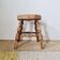 Tripod stool "Bobbin" style, turned wood and straw.