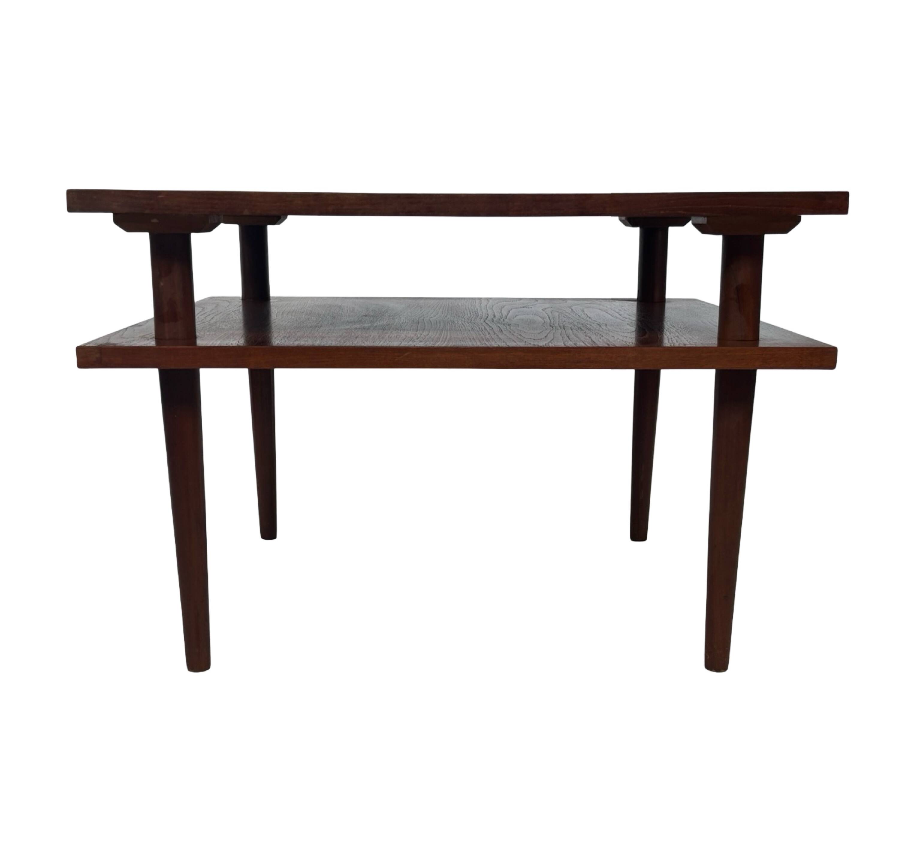 Vintage square coffee table in teak veneer, 1960s design